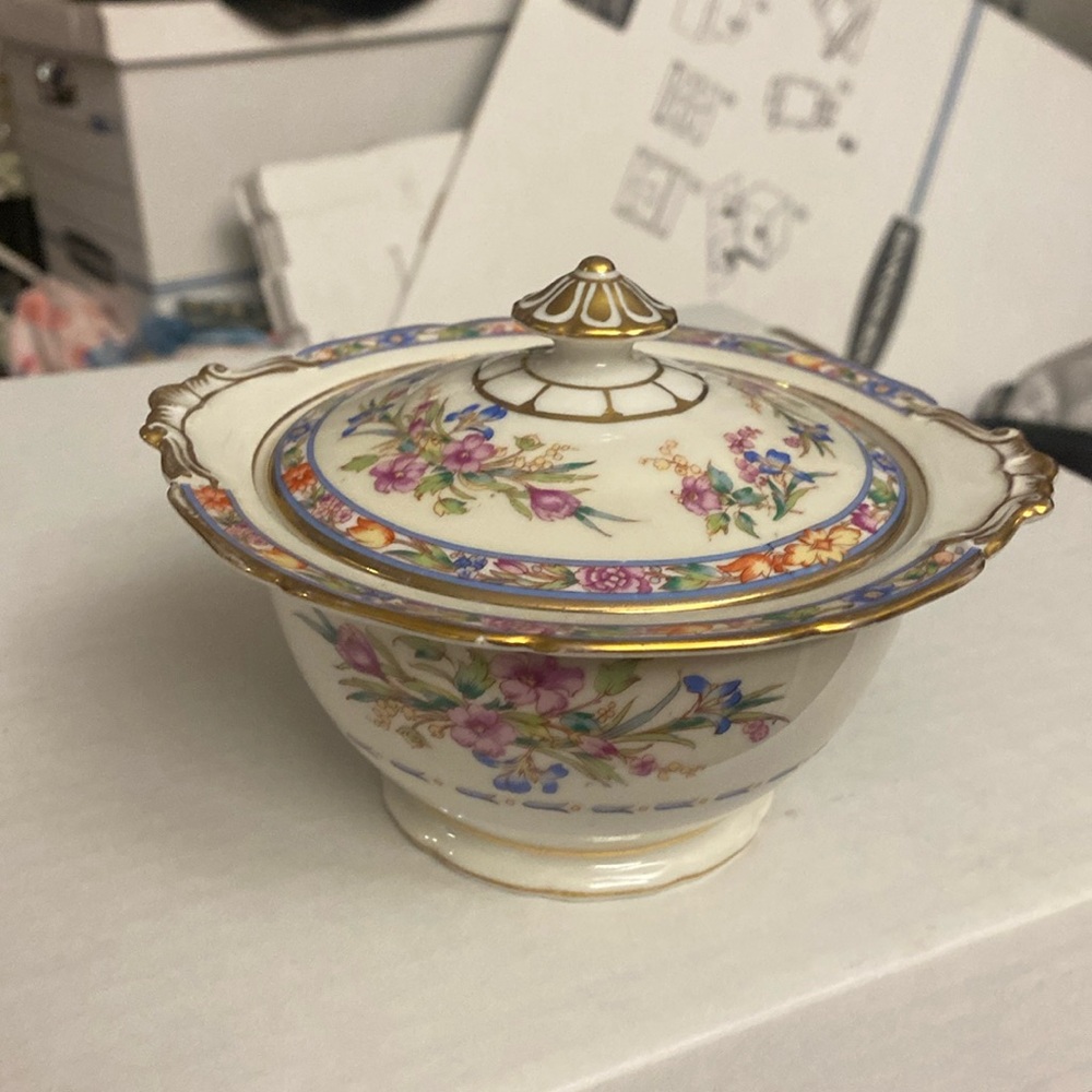Royal Epiag Czechoslovakian sugar bowl vintage  floral porcelain